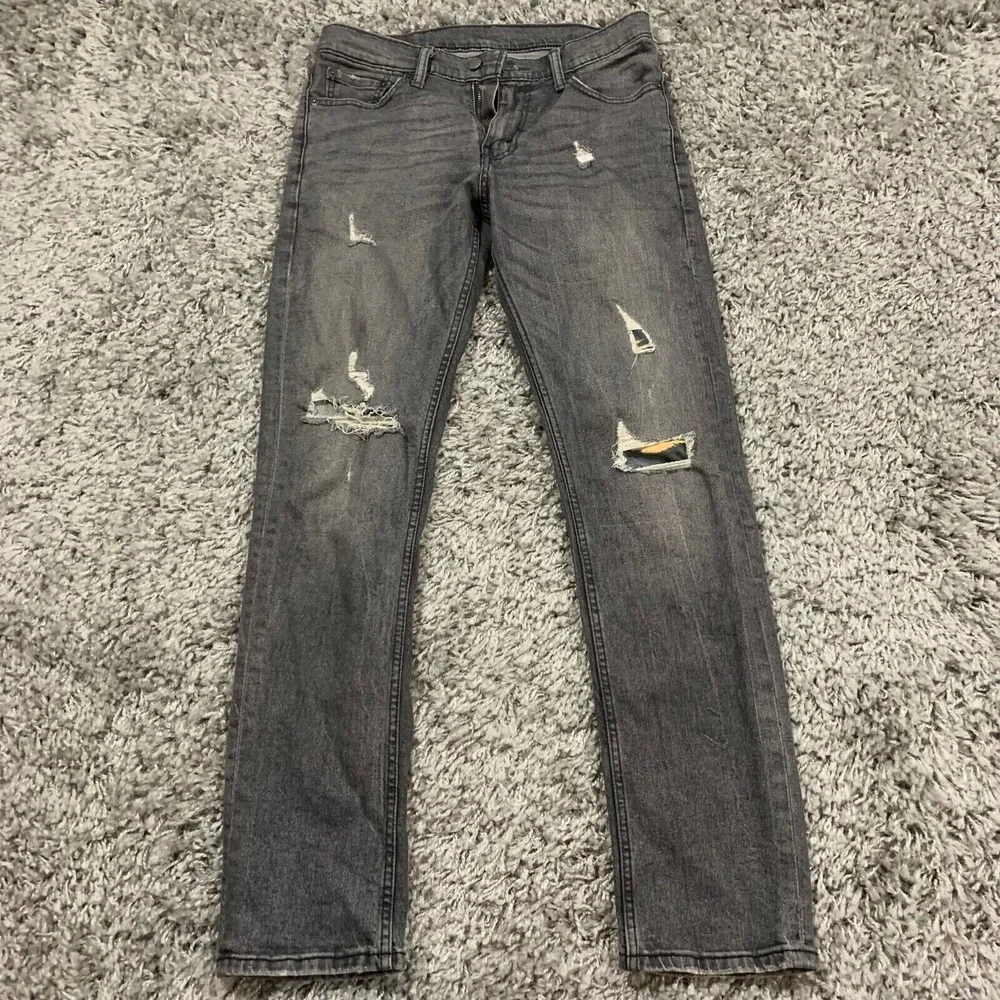 Levi's 511‎ Mens Jeans Dark Wash Distressed Slim Skinny Fit Size 30